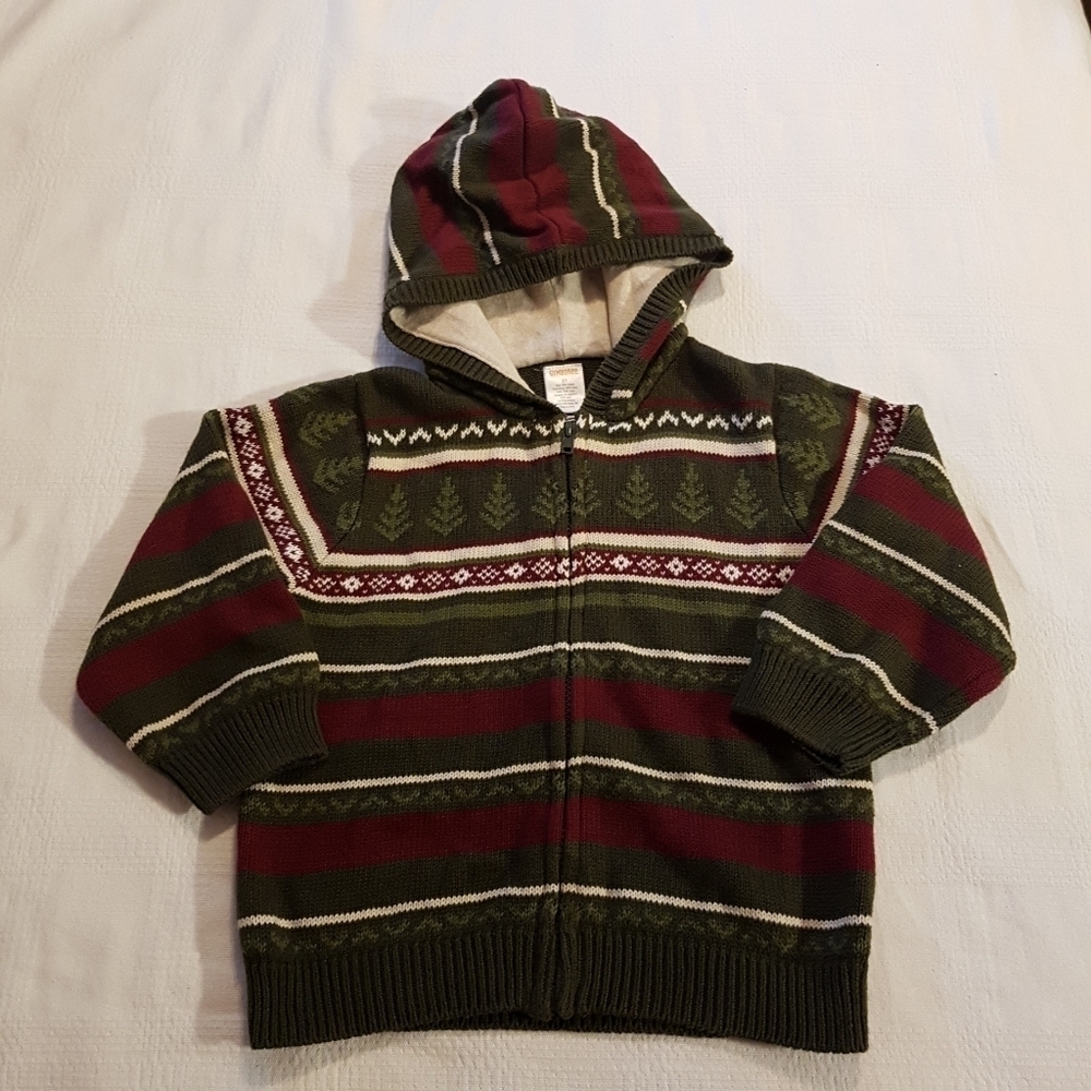 Gymboree boys 3T hooded knit sweater tree design